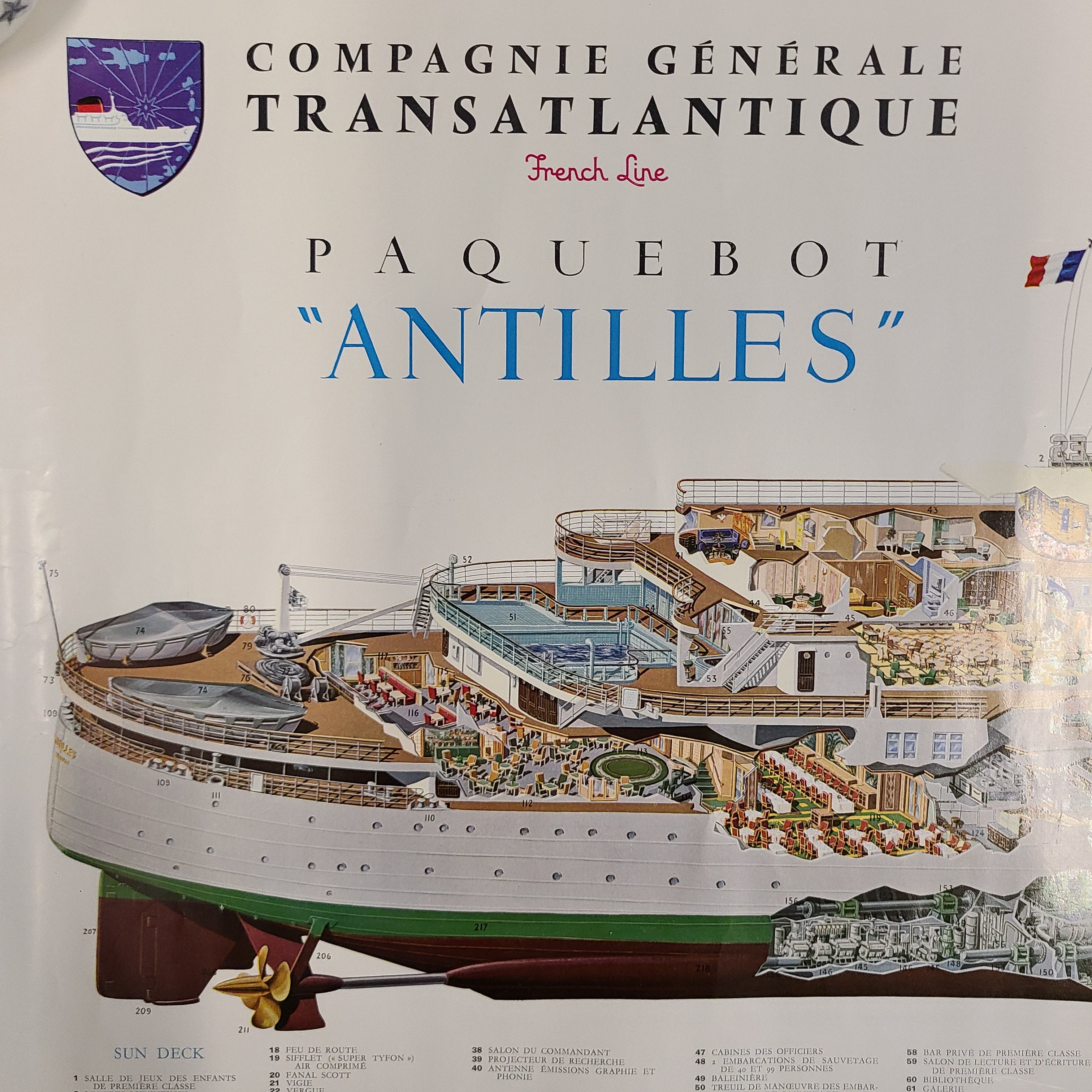 French Line S.S. Antilles Poster