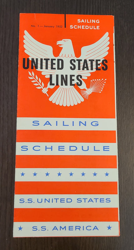 United States Lines Sailing Schedule No. 1 (January 1952)