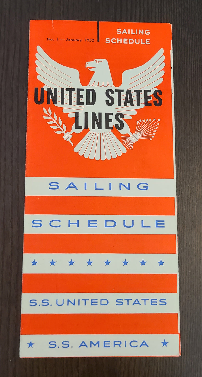United States Lines Sailing Schedule No. 1 (January 1952)