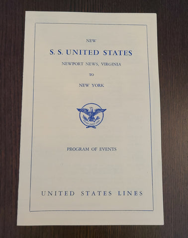 S.S. United States Pre-Maiden Voyage Program of Events (June 21st, 1952)