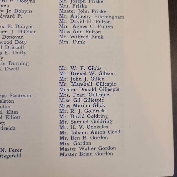 S.S. United States Maiden Voyage First Class Passenger List (July 10th, 1952)