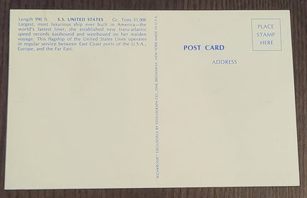 S.S. United States Post Card