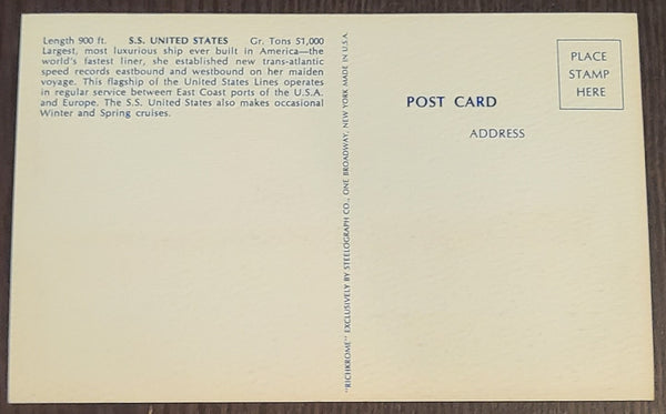 S.S. United States Post Card