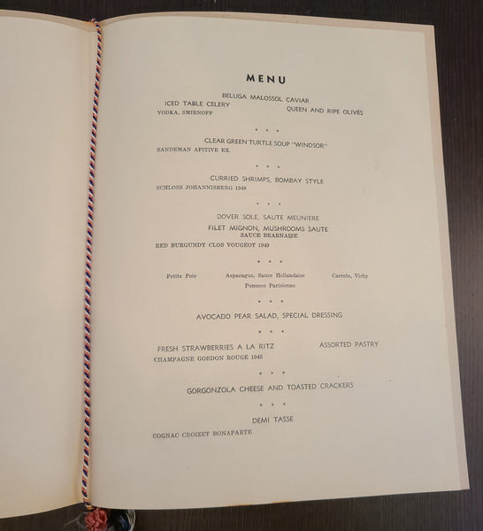 S.S. United States Pre-Maiden Voyage Dinner Menu (June 27th, 1952)