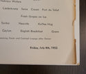 S.S. United States Maiden Voyage Dinner Menu (July 4th, 1952)