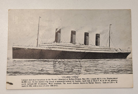 White Star Line R.M.S Titanic Post Sinking Postcard