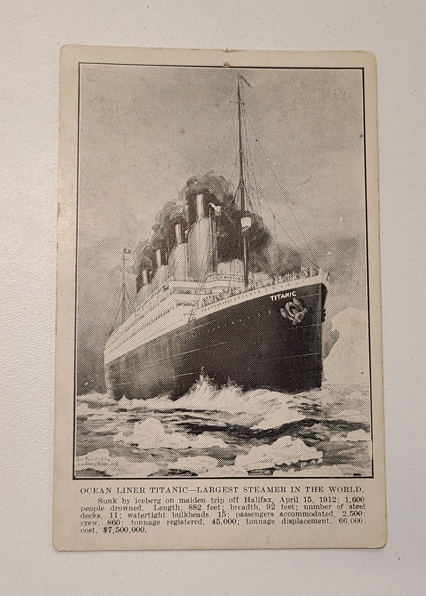 White Star Line R.M.S Titanic Post Sinking Postcard