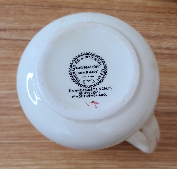 P & O Line Tea Service Set (pot, creamer, and 2 cups)