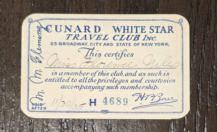 Cunard White Star Travel Club Inc Pass