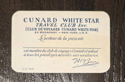 Cunard White Star Travel Club Inc Pass