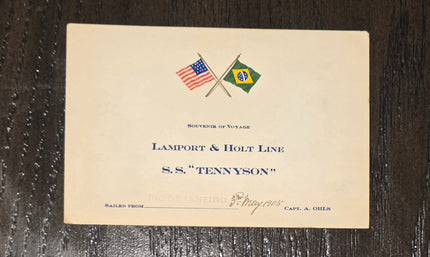 Lamport & Holt Line S.S. Tennyson Souvenir of Voyage Card