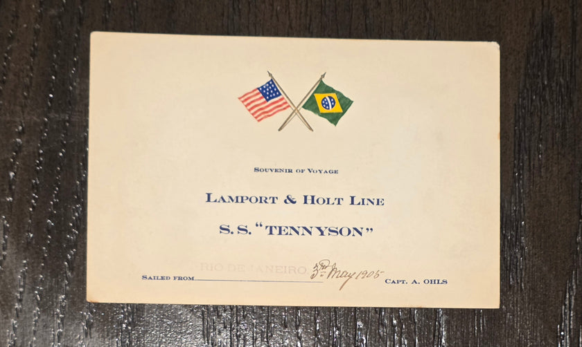 Lamport & Holt Line S.S. Tennyson Souvenir of Voyage Card
