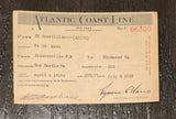 Atlantic Coast Line Railroad Trip Pass