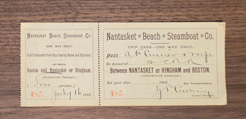 Nantasket Beach Steamboat Company Ticket (1892)