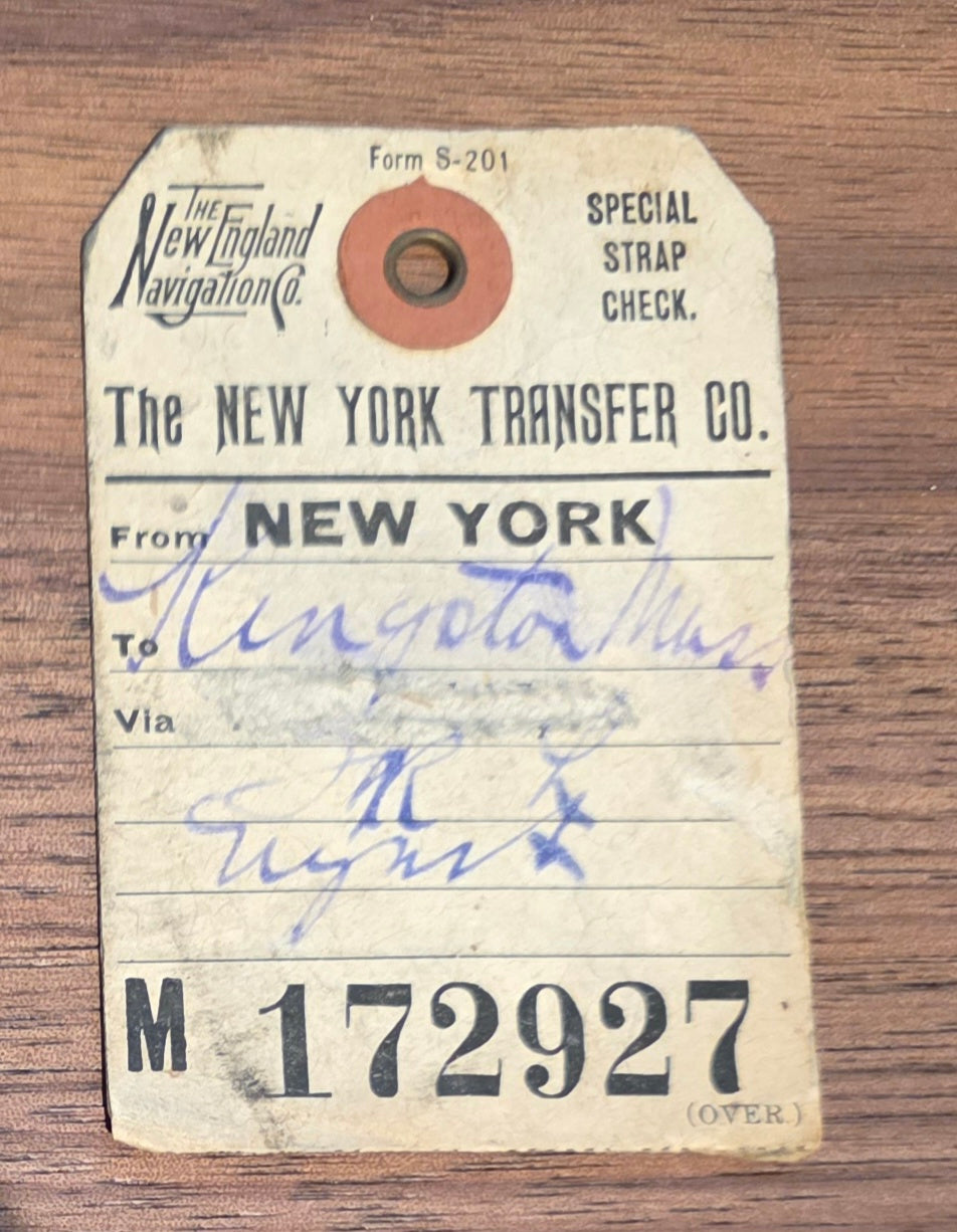 New England Navigation Company Luggage Check Tag