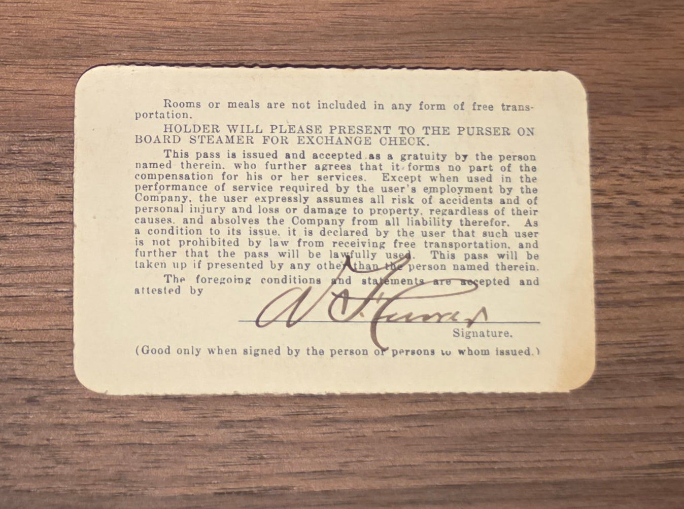 New England Steamship Company Pass (1927)