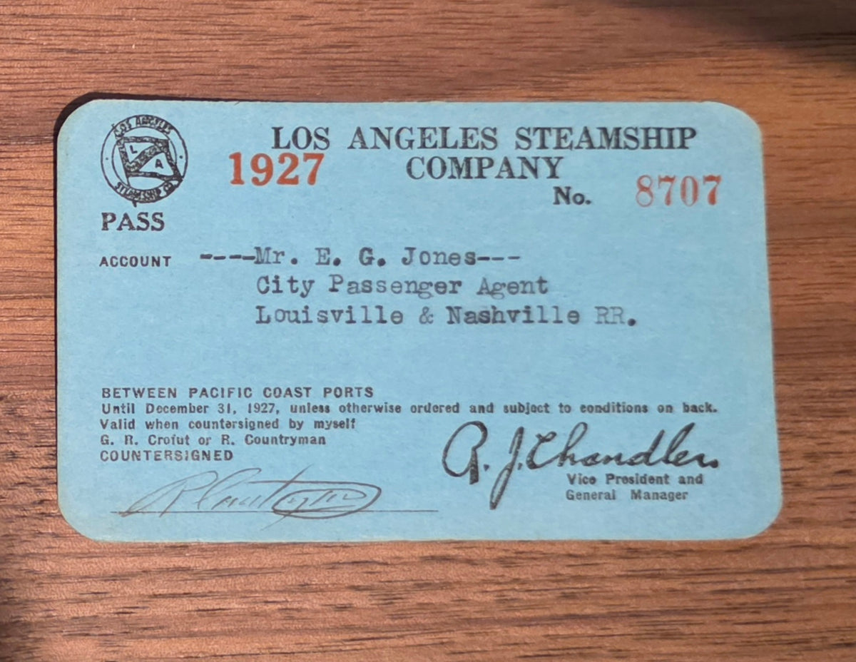 Los Angeles Steamship Company Pass (1927)