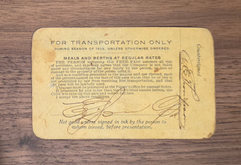 Cleveland & Buffalo Transit Company Employee Pass (1923)