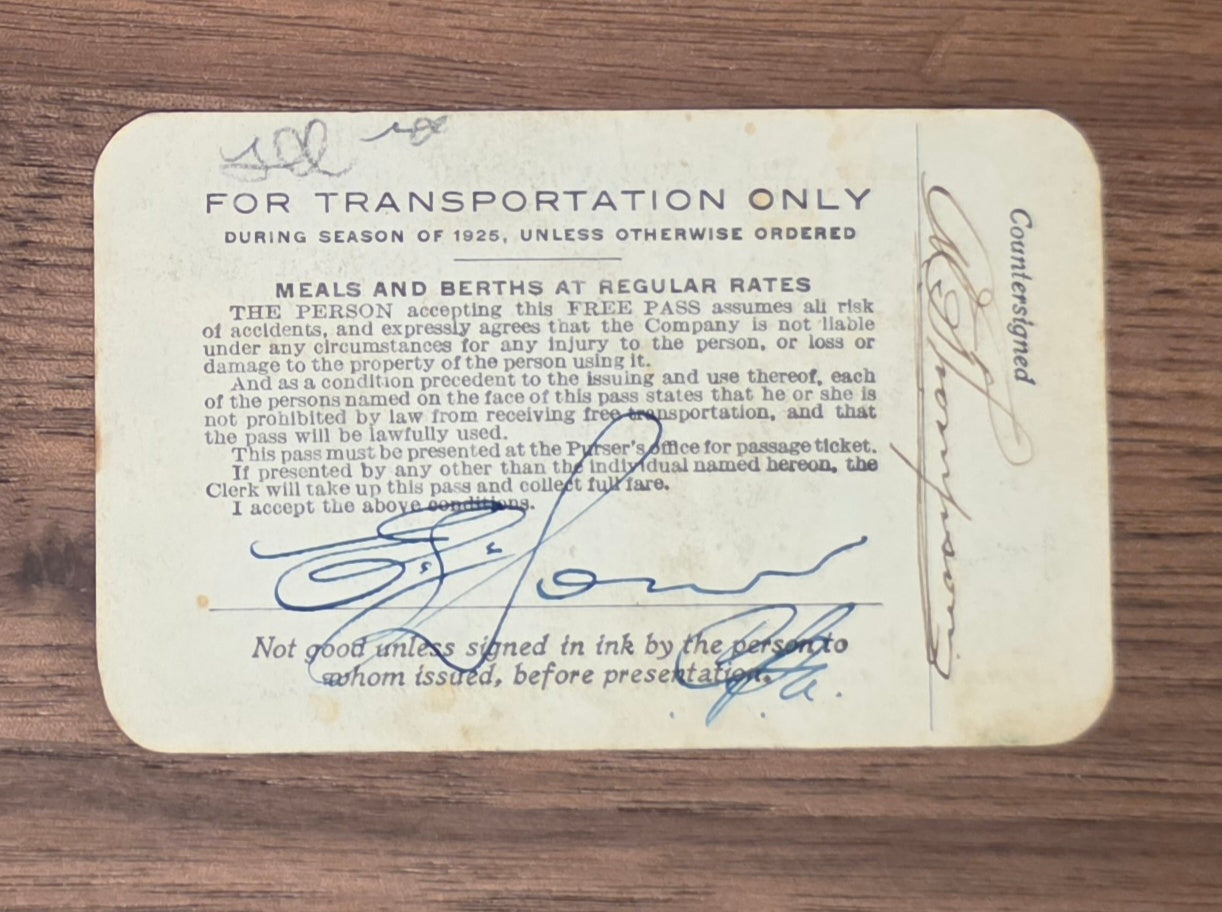 Cleveland & Buffalo Transit Company Employee Pass (1925)