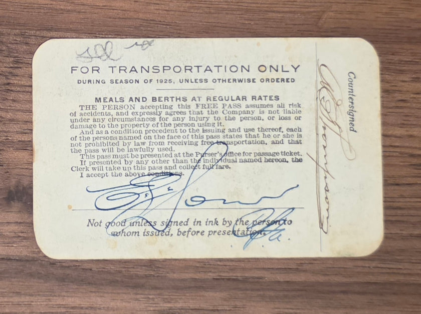 Cleveland & Buffalo Transit Company Employee Pass (1925)