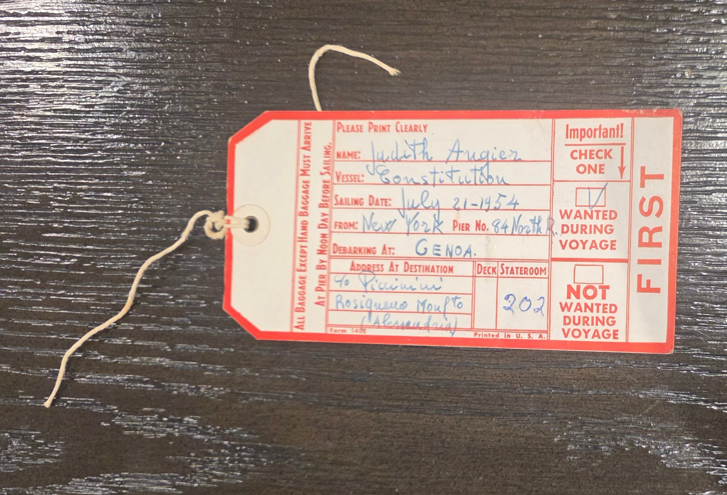 American Export Lines Luggage Tag (1954)