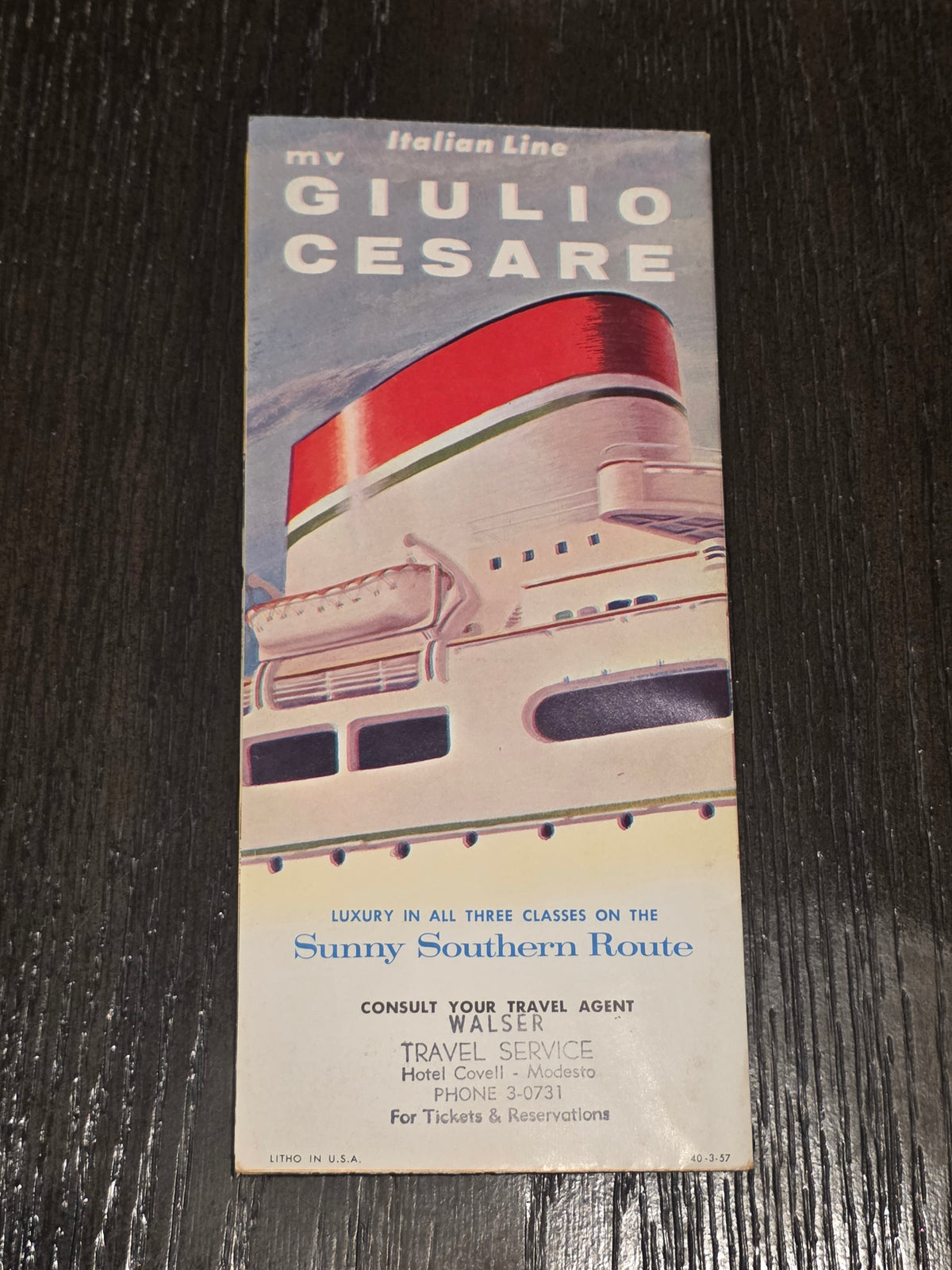 Italian Line M.S. Giulio Cesare Brochure (1957)