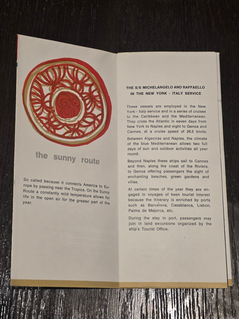 Italian Line T.N. Michelangelo & Raffaello Brochure (1960s)