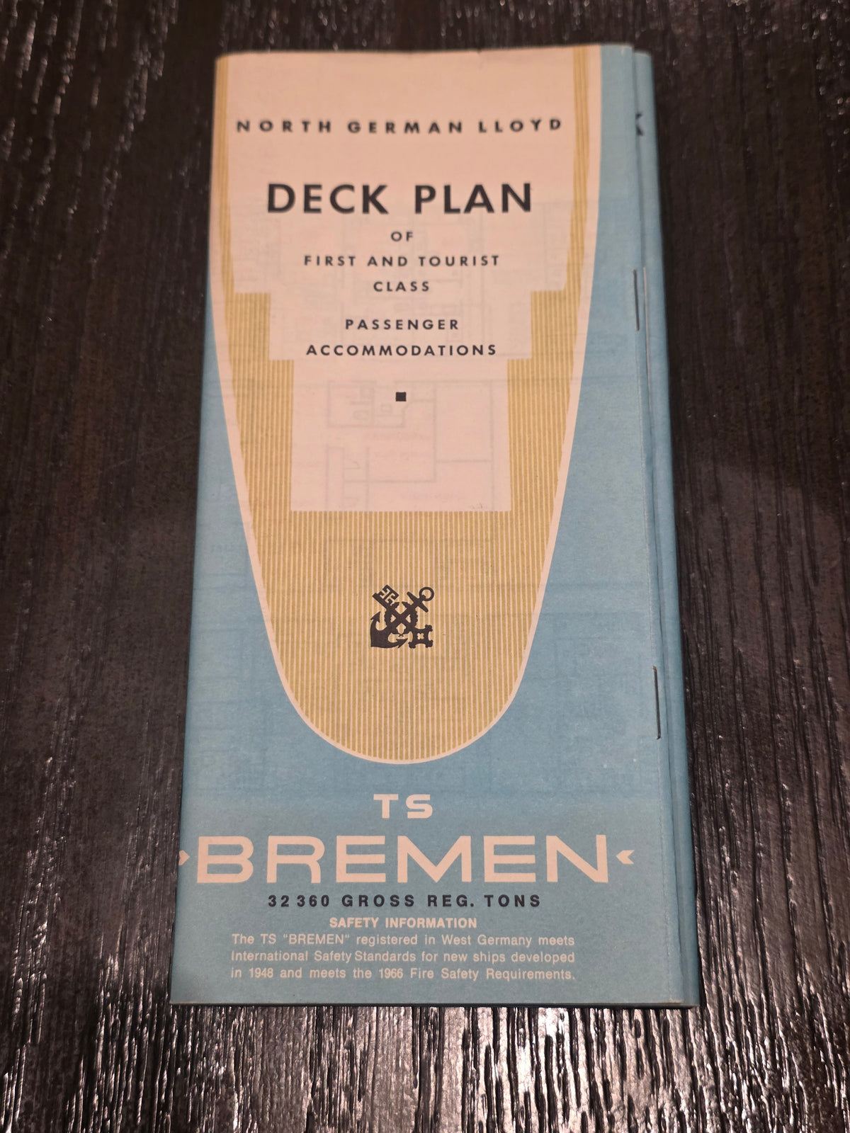 North German Lloyd T.S. Bremen Deck Plan (1960s)