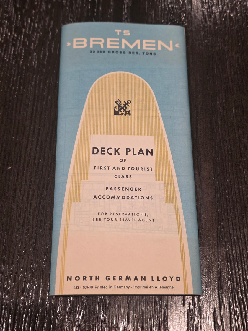 North German Lloyd T.S. Bremen Deck Plan (1960s)