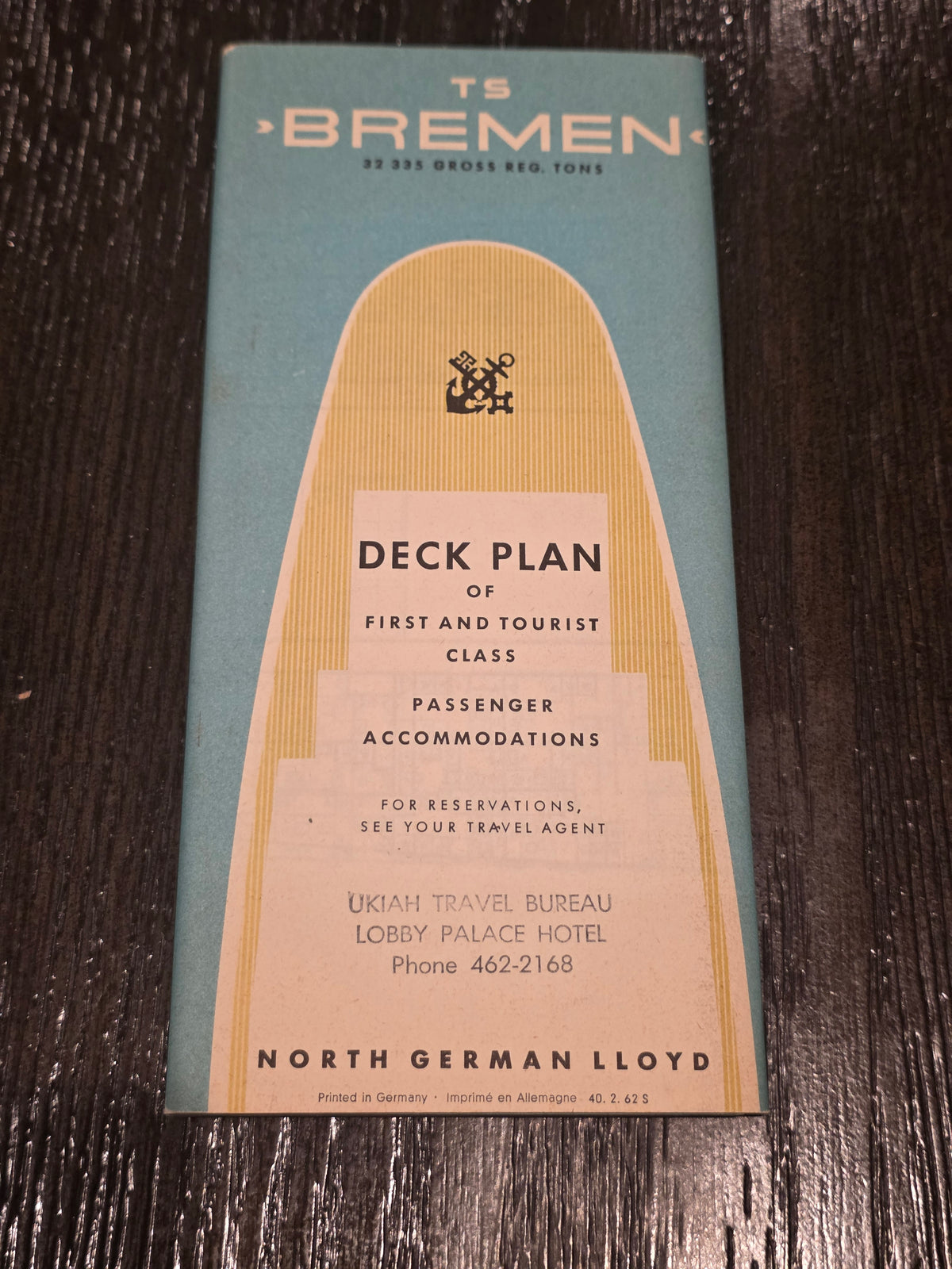 North German Lloyd T.S. Bremen Deck Plan (1962)