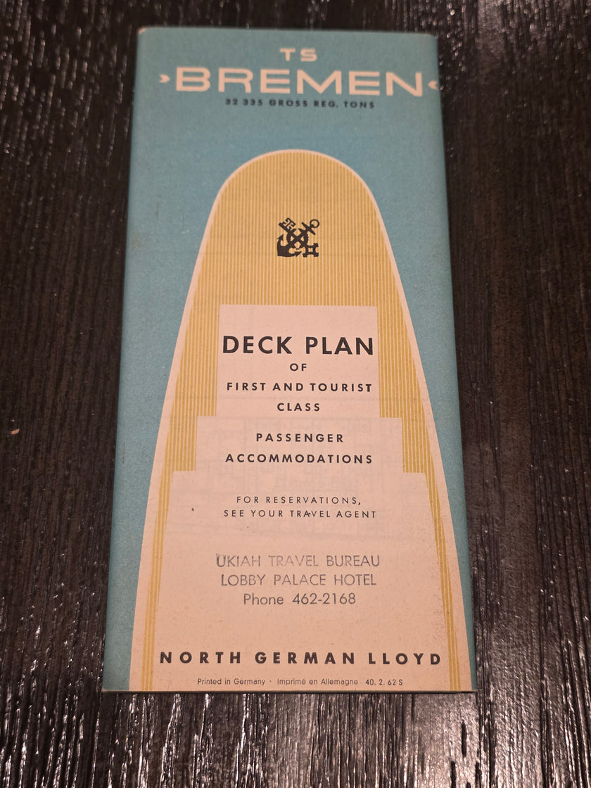 North German Lloyd T.S. Bremen Deck Plan (1962)