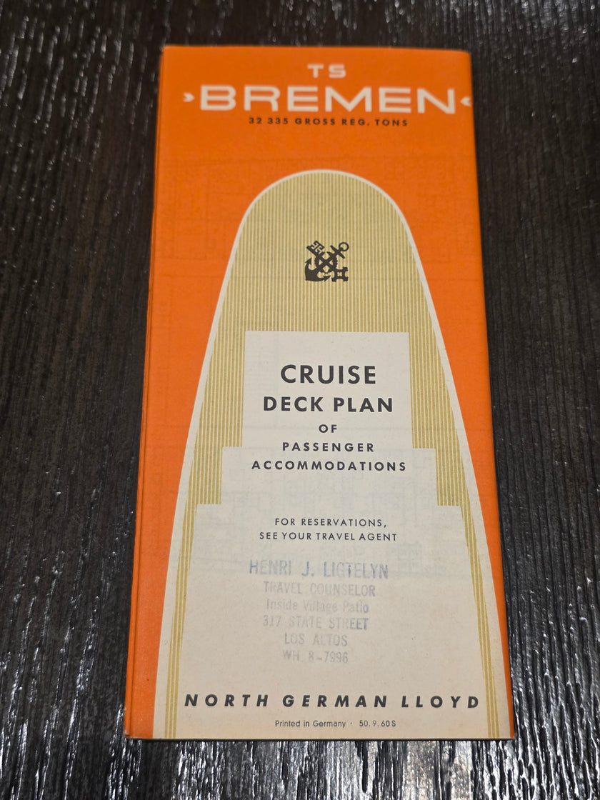 North German Lloyd T.S. Bremen Cruise Deck Plan (1960)