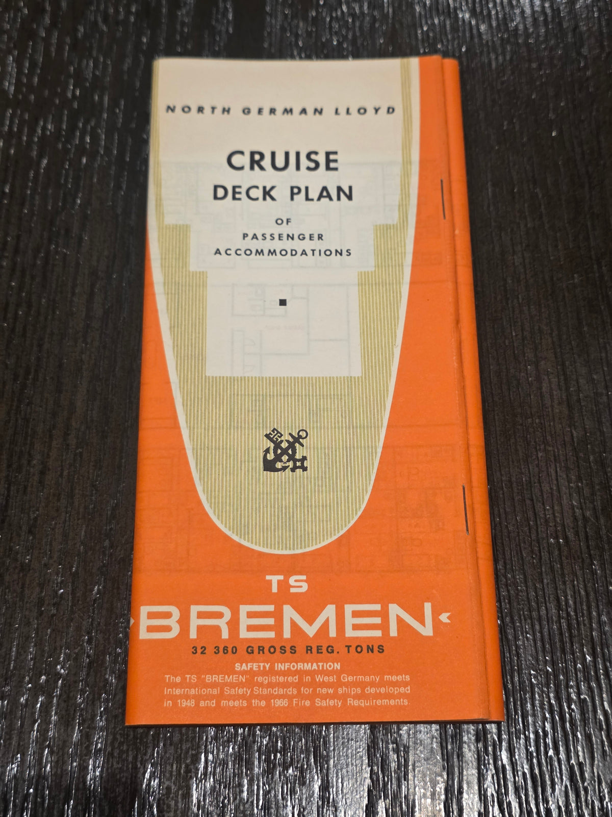 North German Lloyd T.S. Bremen Cruise Deck Plan (1960s)