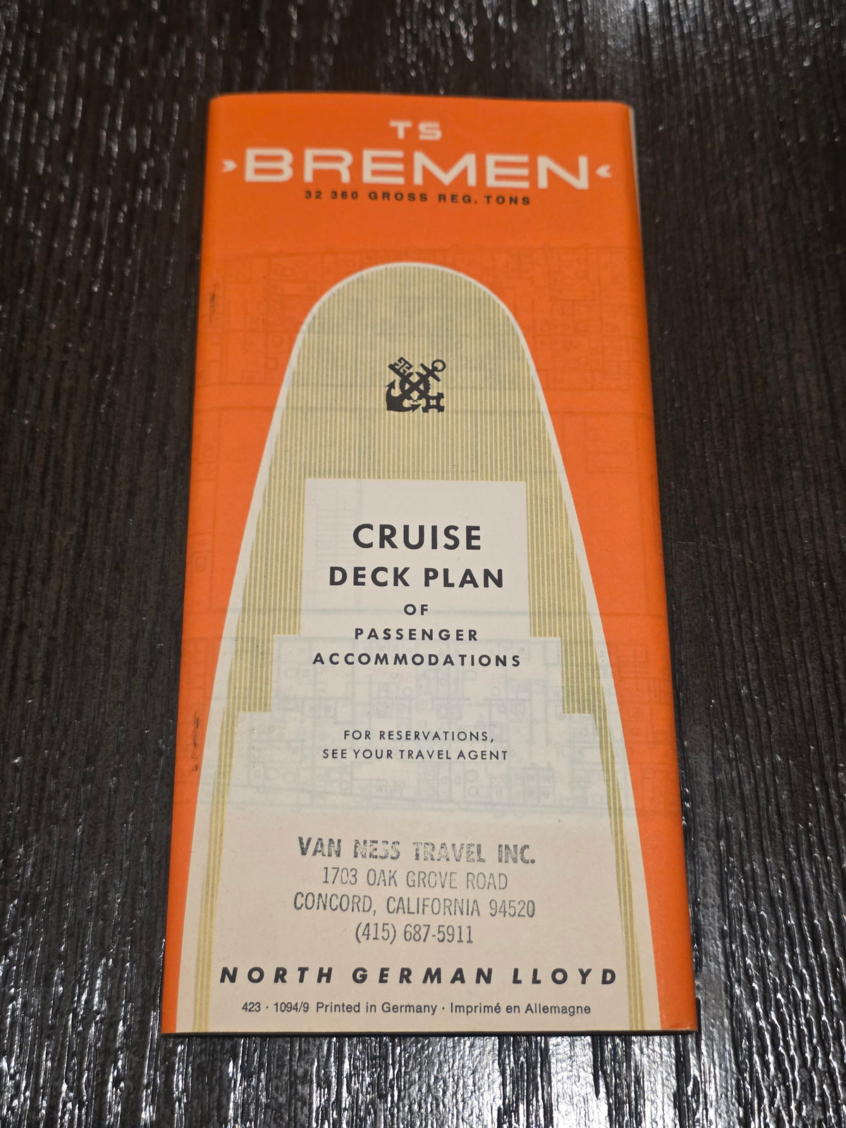 North German Lloyd T.S. Bremen Cruise Deck Plan (1960s)