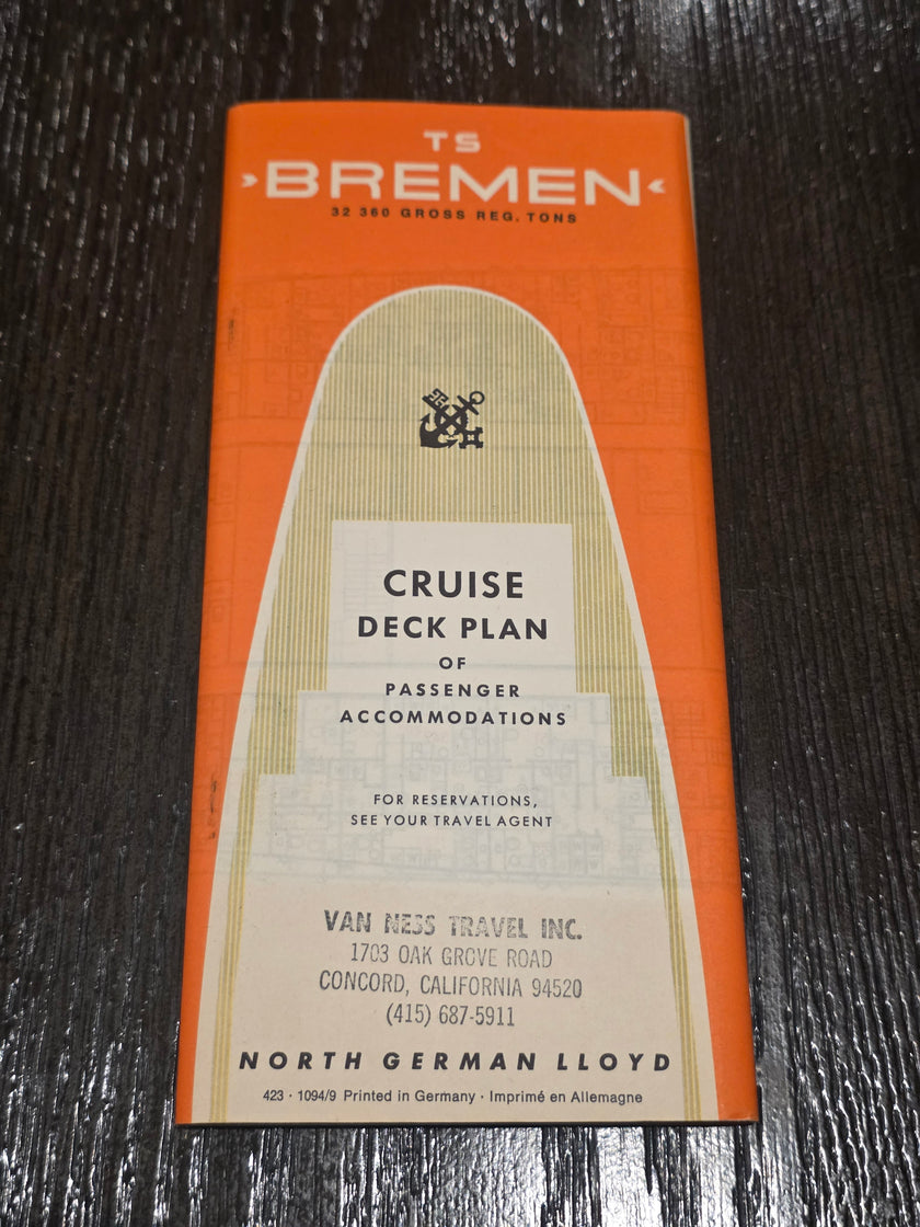 North German Lloyd T.S. Bremen Cruise Deck Plan (1960s)