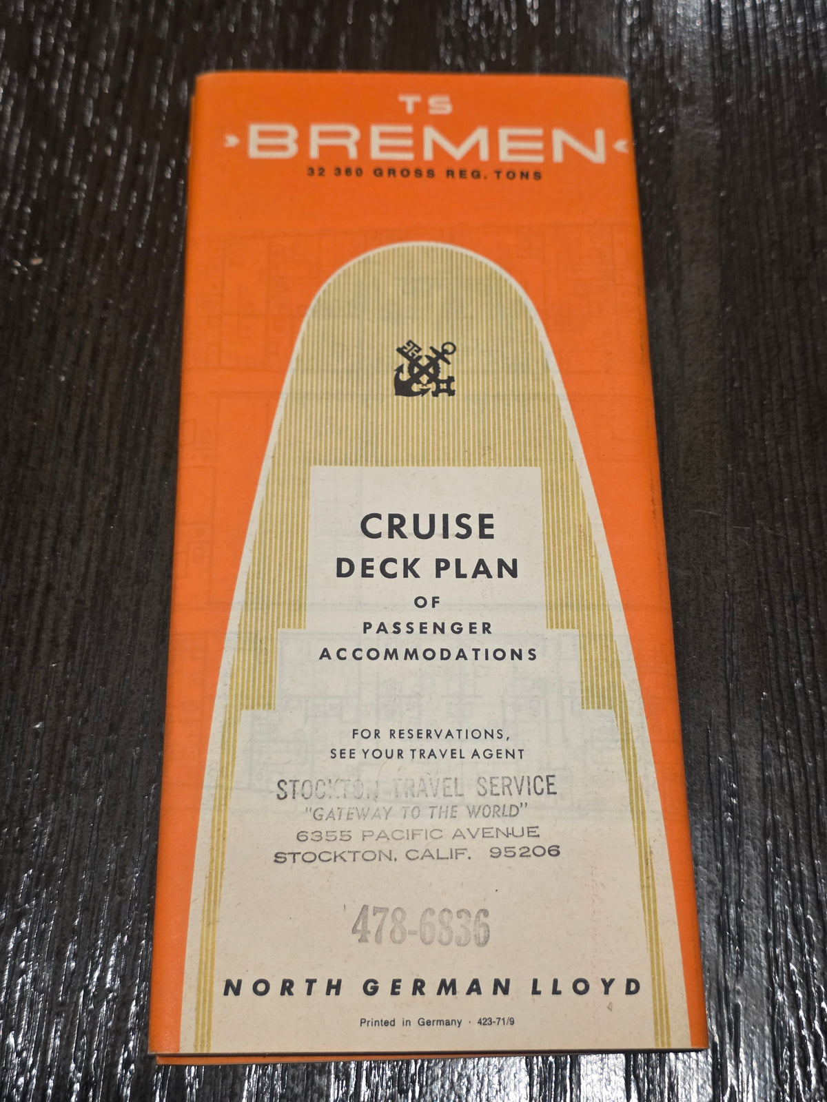 North German Lloyd T.S. Bremen Cruise Deck Plan (1971)