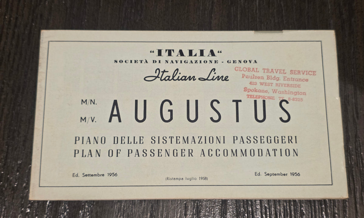 Italian Line M.V. Augustus Deck Plan (1956)