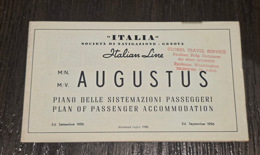 Italian Line M.V. Augustus Deck Plan (1956)