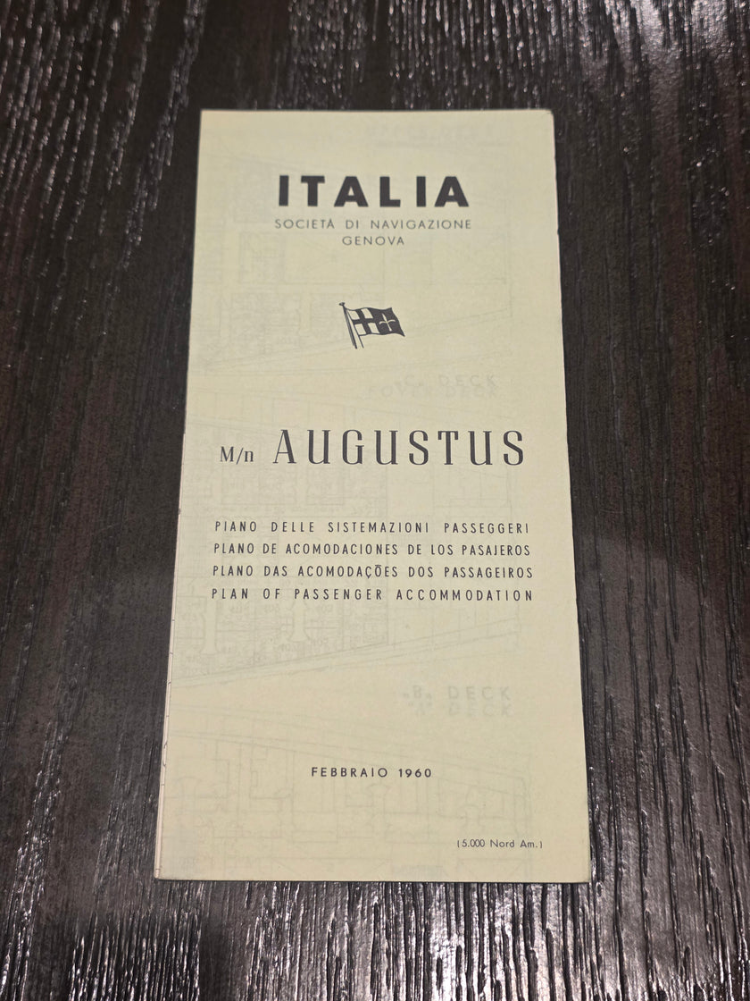 Italian Line M.V. Augustus Deck Plan (1960)