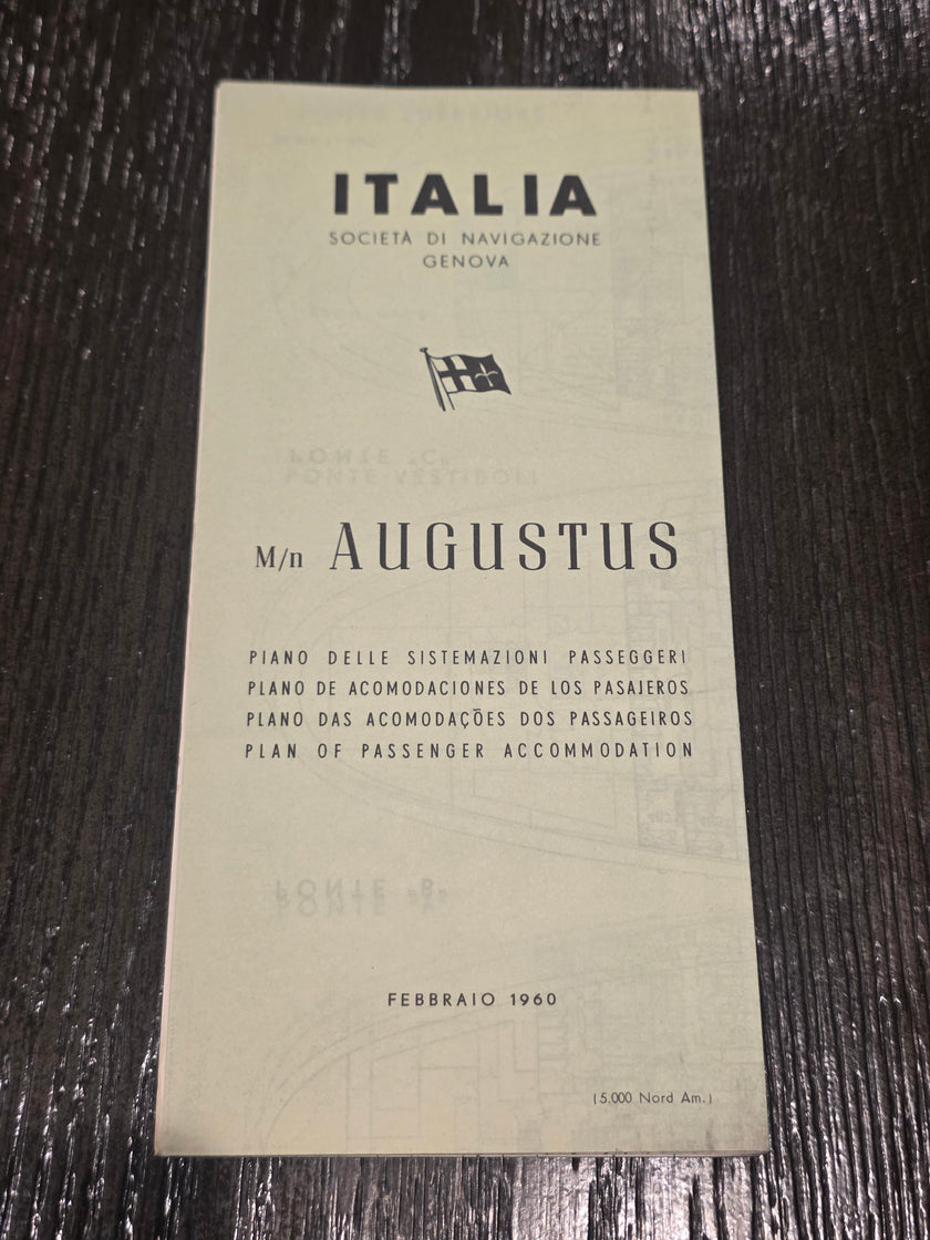 Italian Line M.V. Augustus Deck Plan (1960)