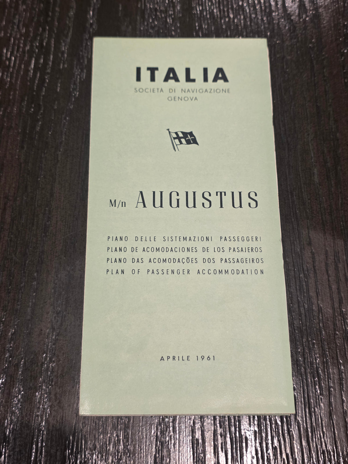 Italian Line M.V. Augustus Deck Plan (1961)
