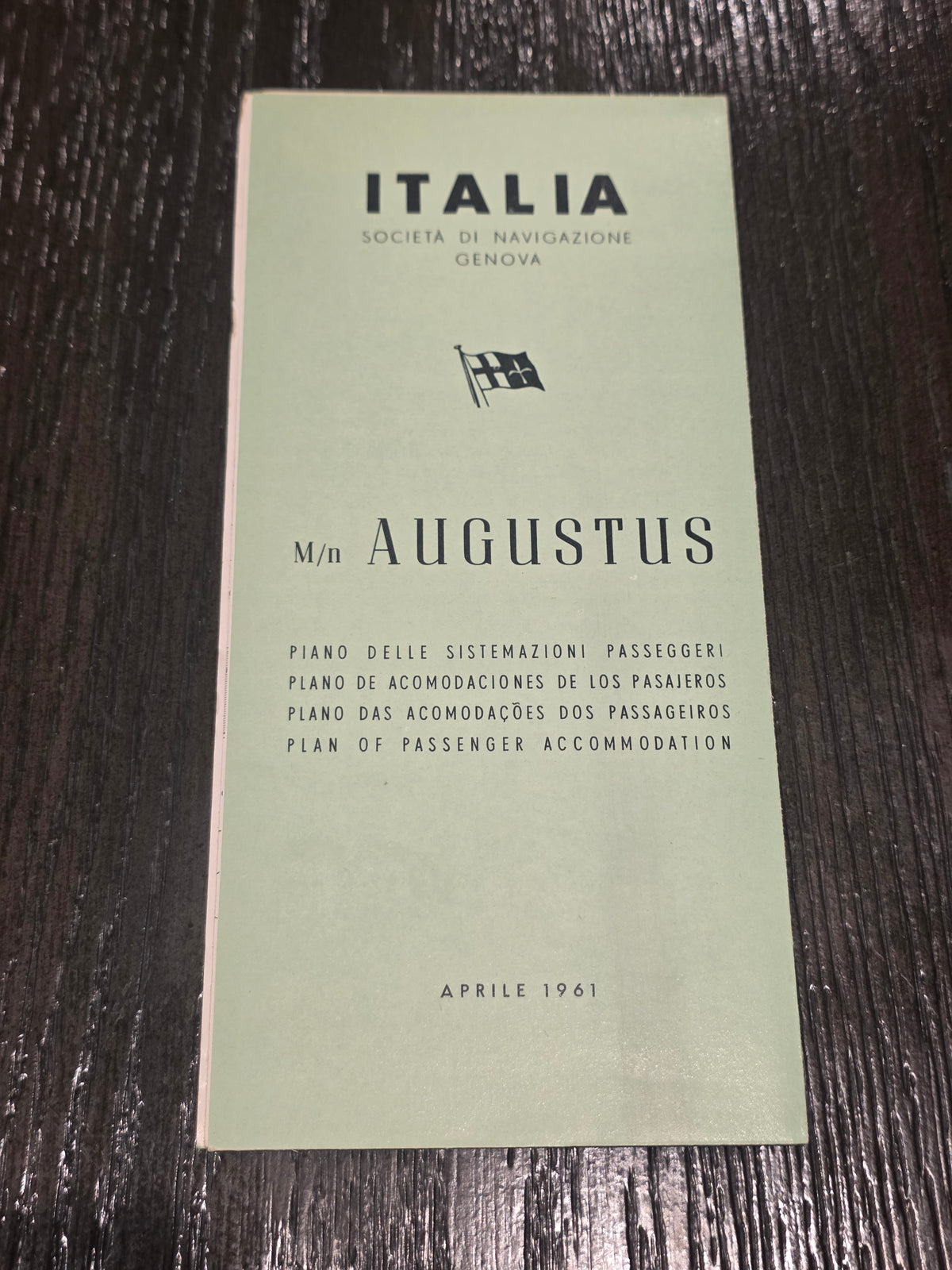 Italian Line M.V. Augustus Deck Plan (1961)