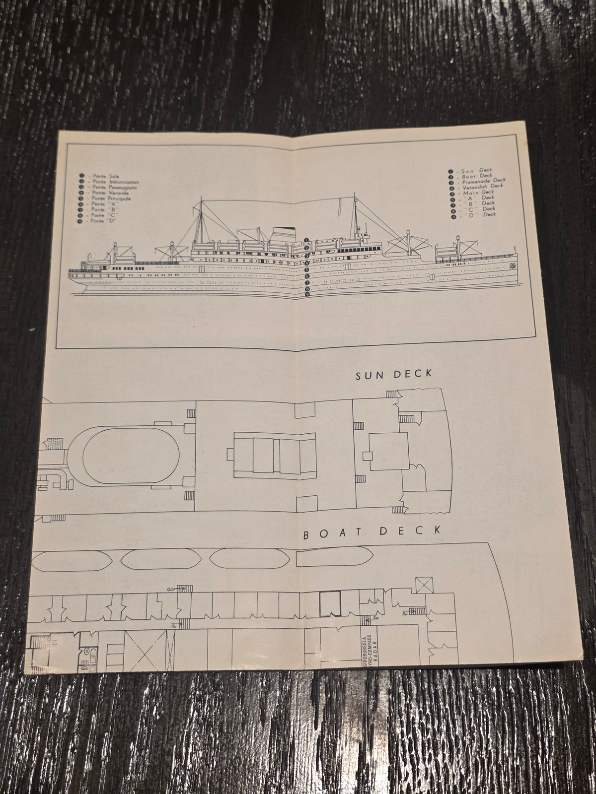 Italian Line M.V. Saturnia Deck Plan (1962)
