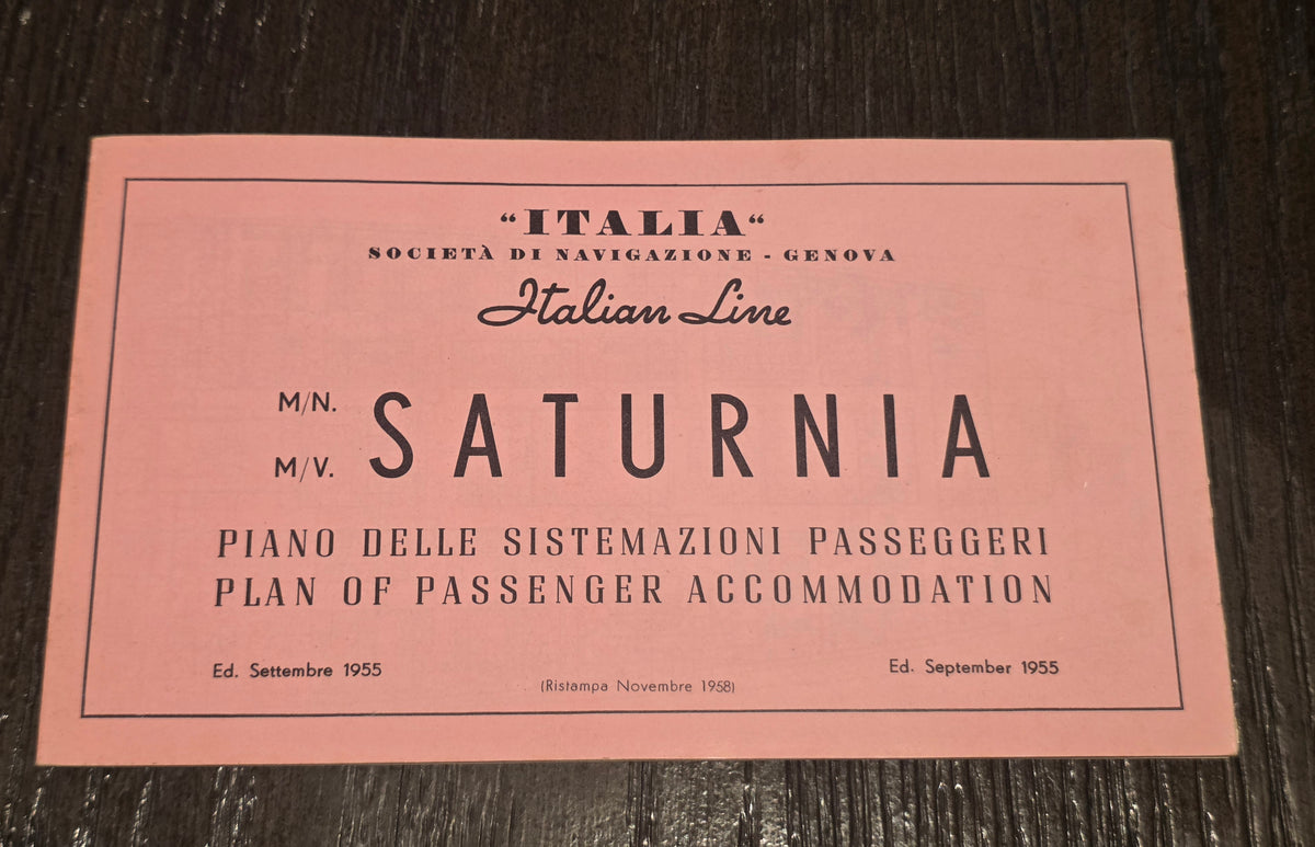 Italian Line M.V. Saturnia Deck Plan (1955)