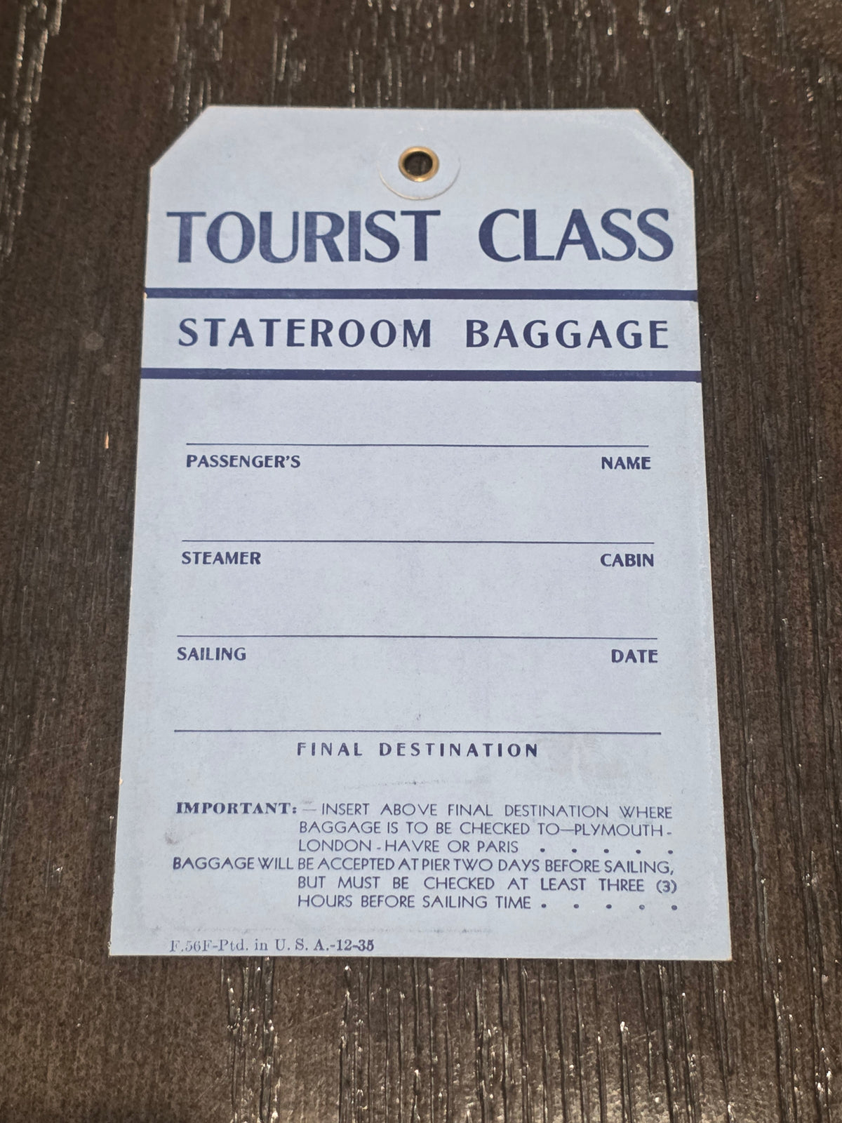 French Line S.S. Normandie Luggage Tag