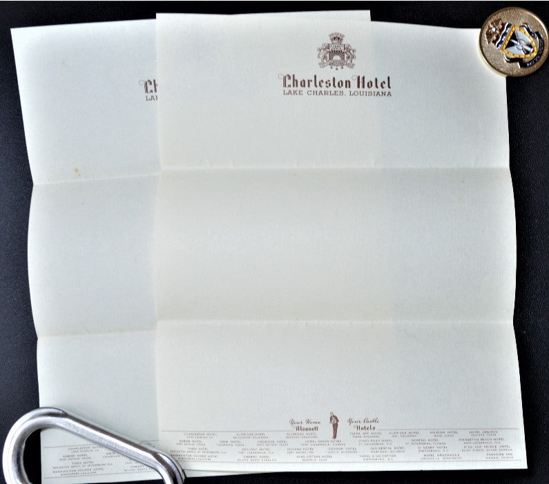 Charleston Hotel Lake Charles Louisiana Stationary (1930s)