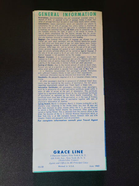 Grace Line "Santa Rosa & Santa Paula" Timetable (1963)