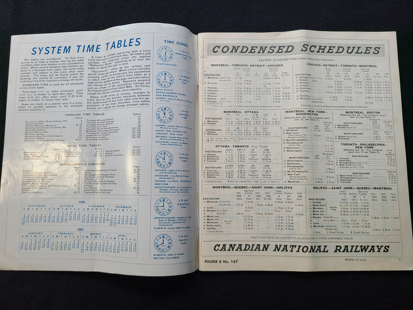 Canadian National Railways Timetable (1956 & 1957)