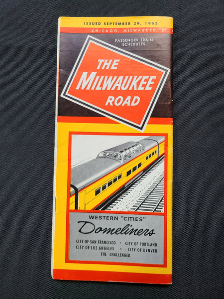 The Milwaukee Railroad 'Super Dome Hiawathas" Timetable (Sep 29th, 1963)