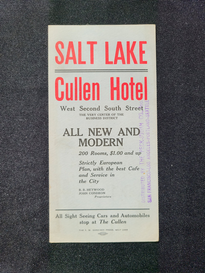 Salt Lake Cullen Hotel Brochure (1900s+)